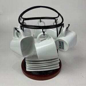 B. SMITH White Cup and Saucer Set with Black Holder